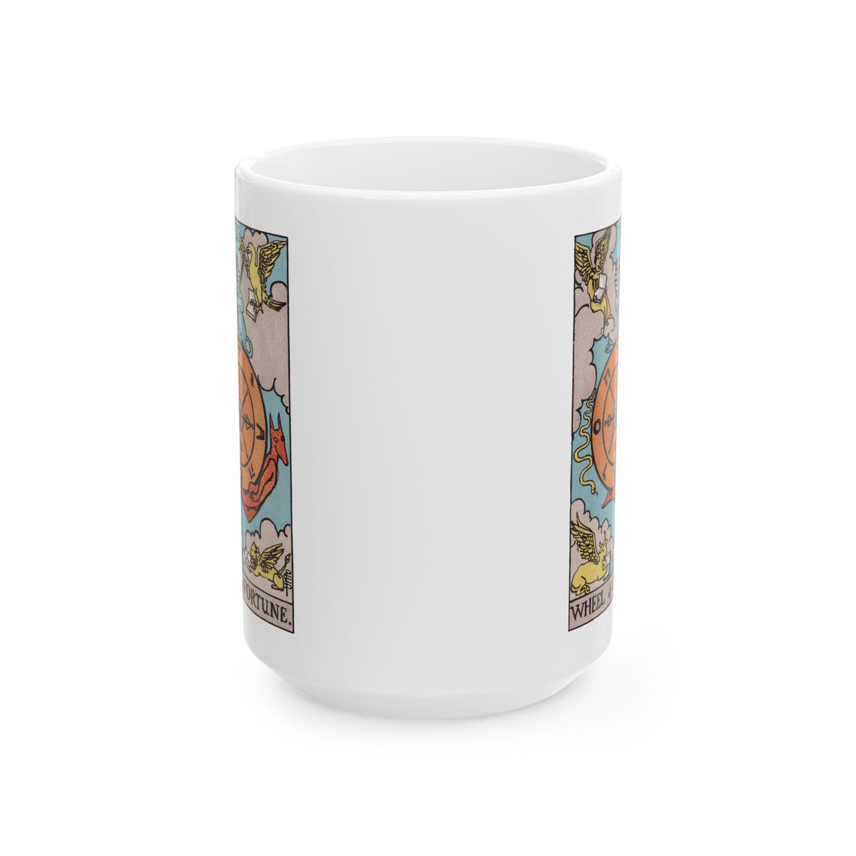 Wheel of Fortune tarot card mug, Rider-Waite-Smith design, ceramic 11oz/15oz, view 5