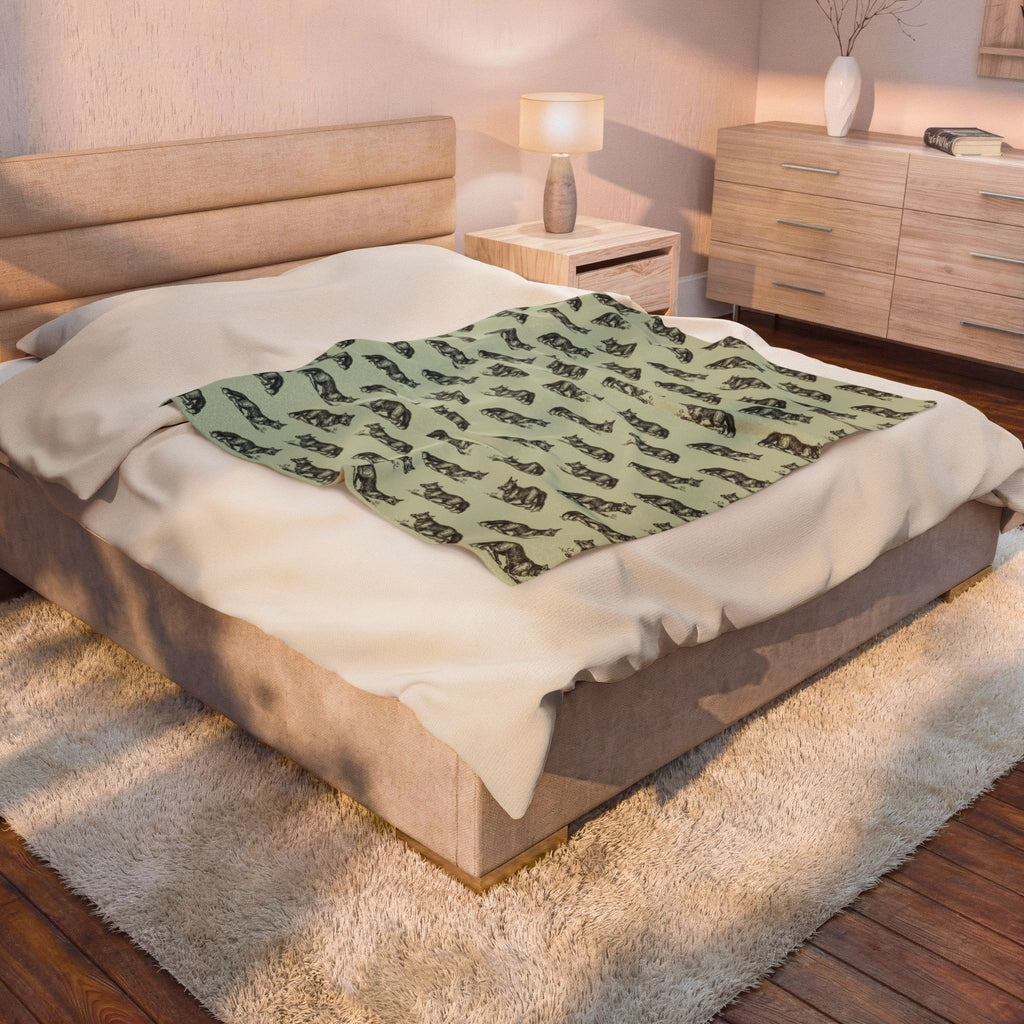 Fox Pattern Velveteen Plush Blanket