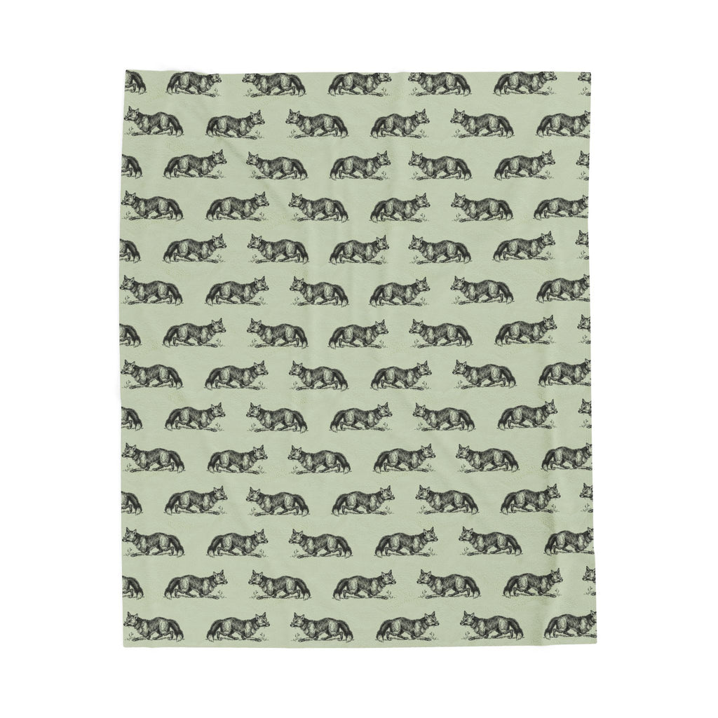 Fox Pattern Velveteen Plush Blanket