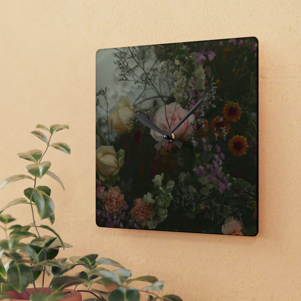 Moody Garden Bouquet Floral Wall Clock