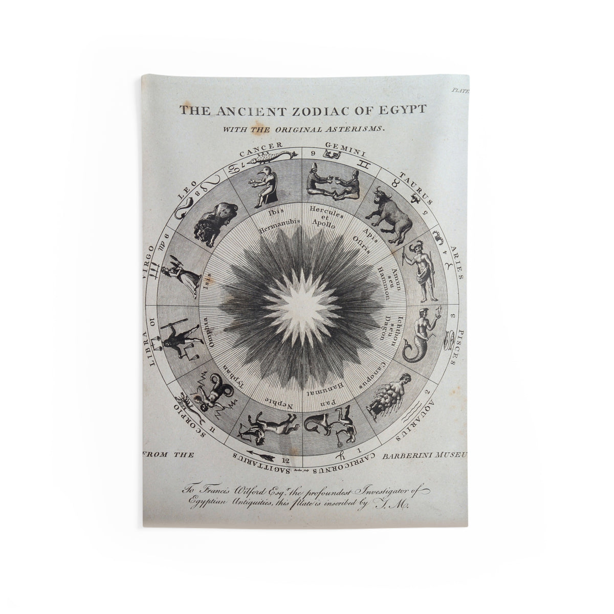 Ancient Zodiac of Egypt Wall Tapestry: Barberini Museum Engraving