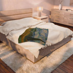 Wheat Field with Cypresses Velveteen Plush Blanket