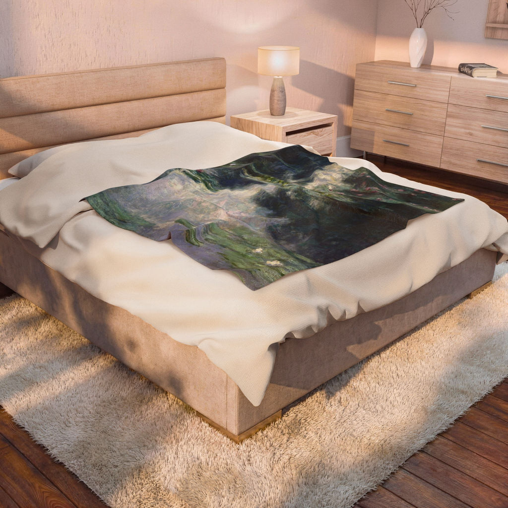 Water Lilies Velveteen Plush Blanket