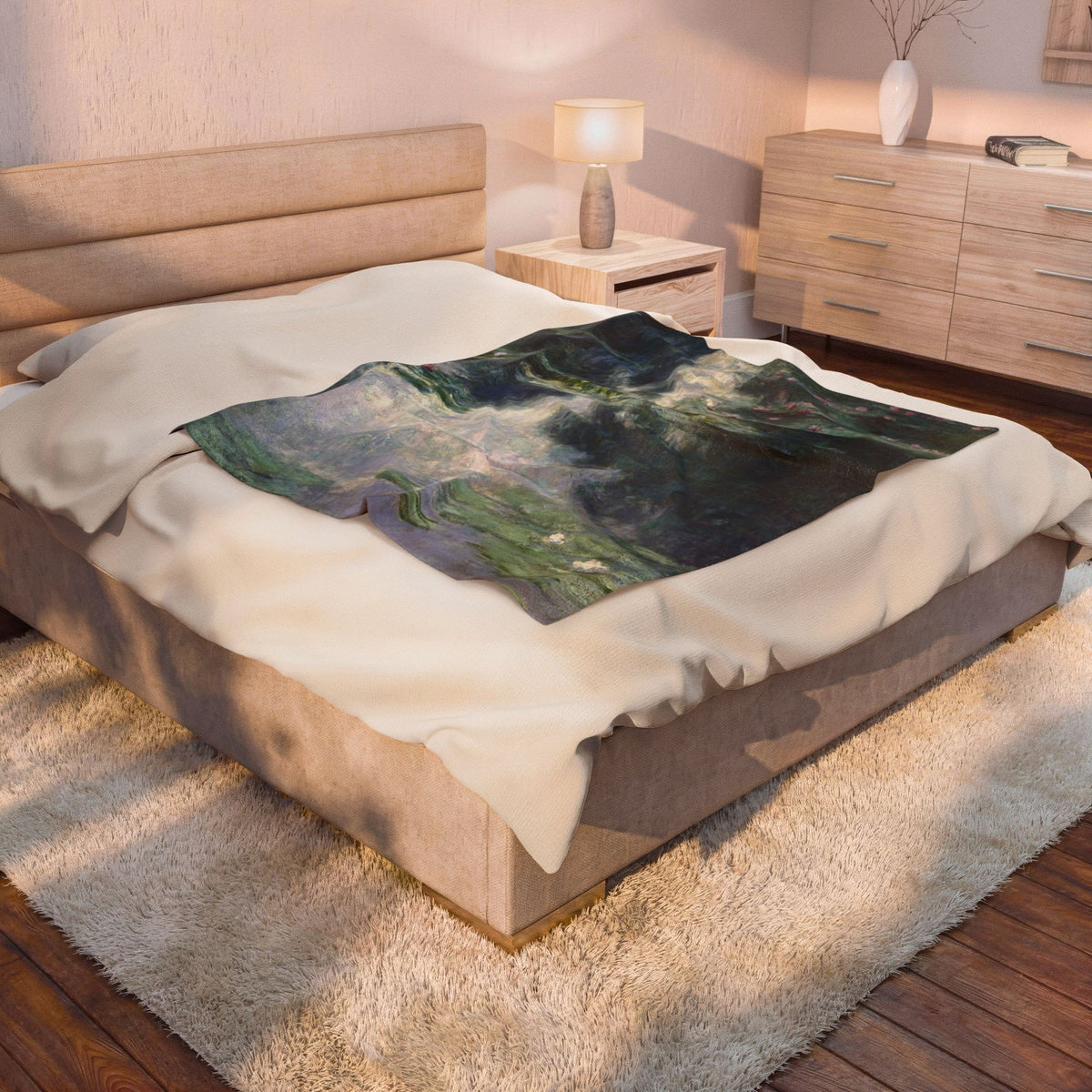 Water Lilies Velveteen Plush Blanket
