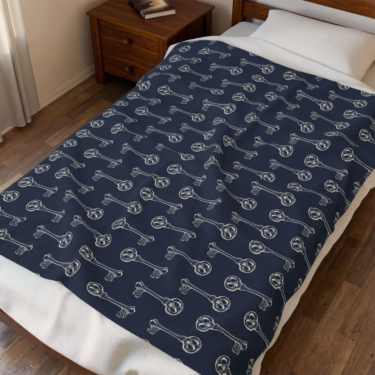 Skeleton Key Pattern Velveteen Plush Blanket