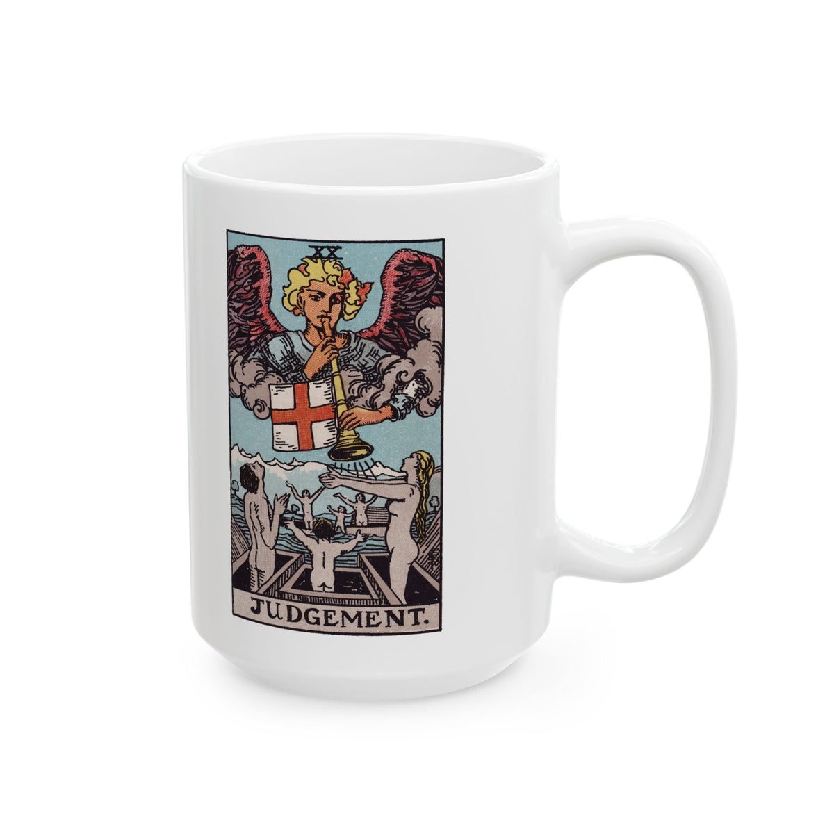 Judgement tarot card mug, Rider-Waite-Smith design, ceramic 11oz/15oz, view 3