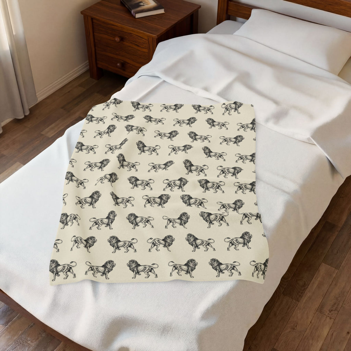 Lion Pattern Velveteen Plush Blanket