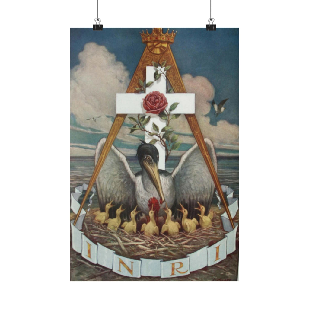 Jewel of the Rose Croix Poster: Pelican and Rose Cross Art Print