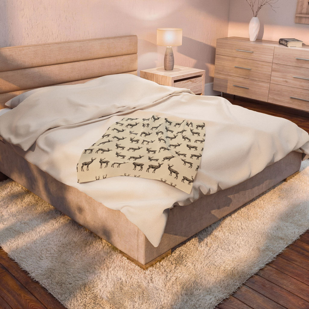 Stag Pattern Velveteen Plush Blanket