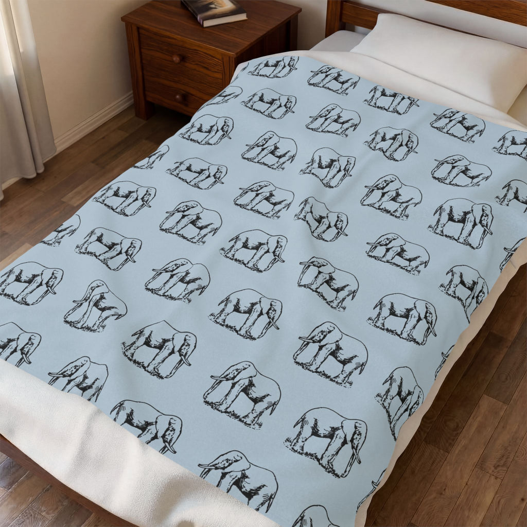 Elephant Pattern Velveteen Plush Blanket