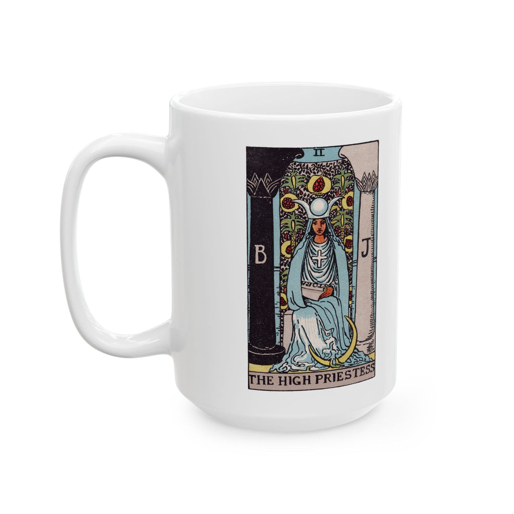 The High Priestess tarot card mug, Rider-Waite-Smith design, ceramic 11oz/15oz, view 4