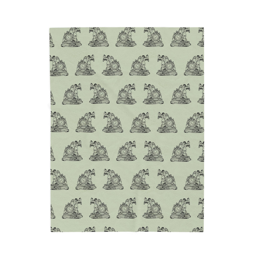 Angel and Clock Pattern Velveteen Plush Blanket
