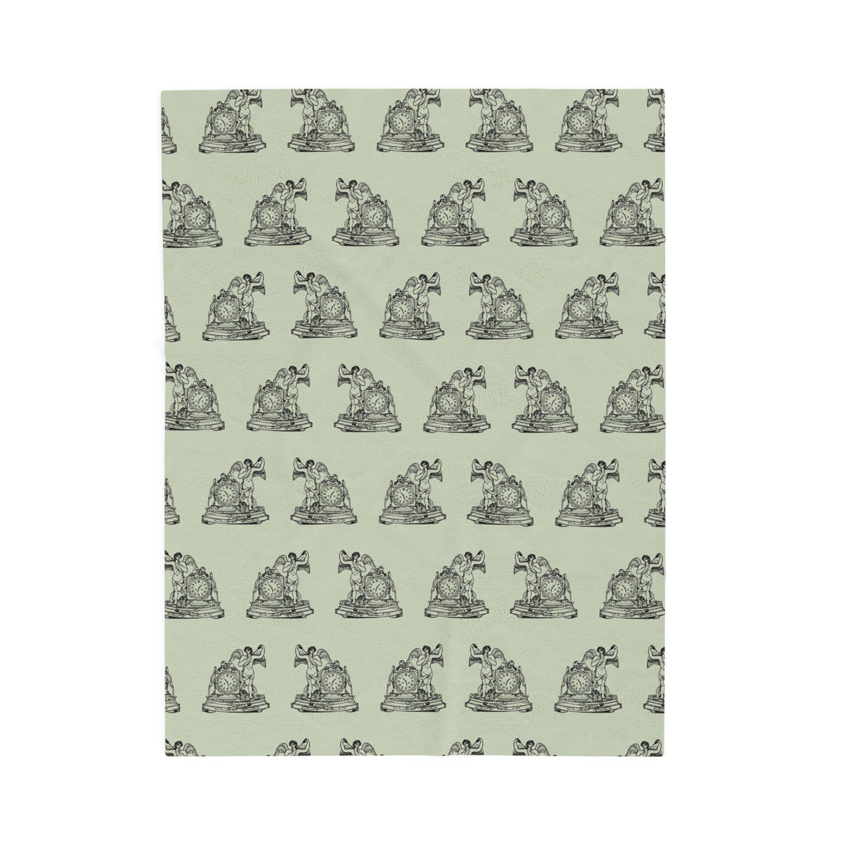 Angel and Clock Pattern Velveteen Plush Blanket