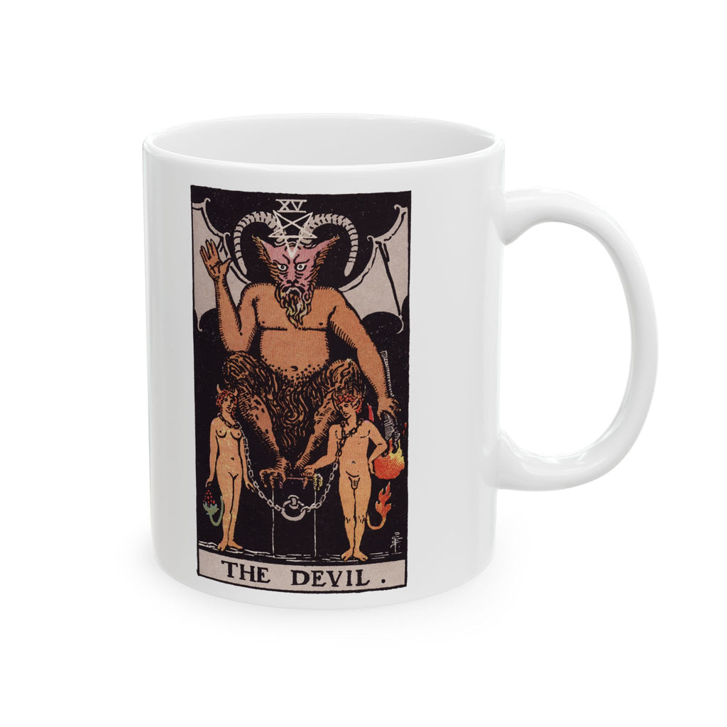The Devil tarot card mug, Rider-Waite-Smith design, ceramic 11oz/15oz, view 1