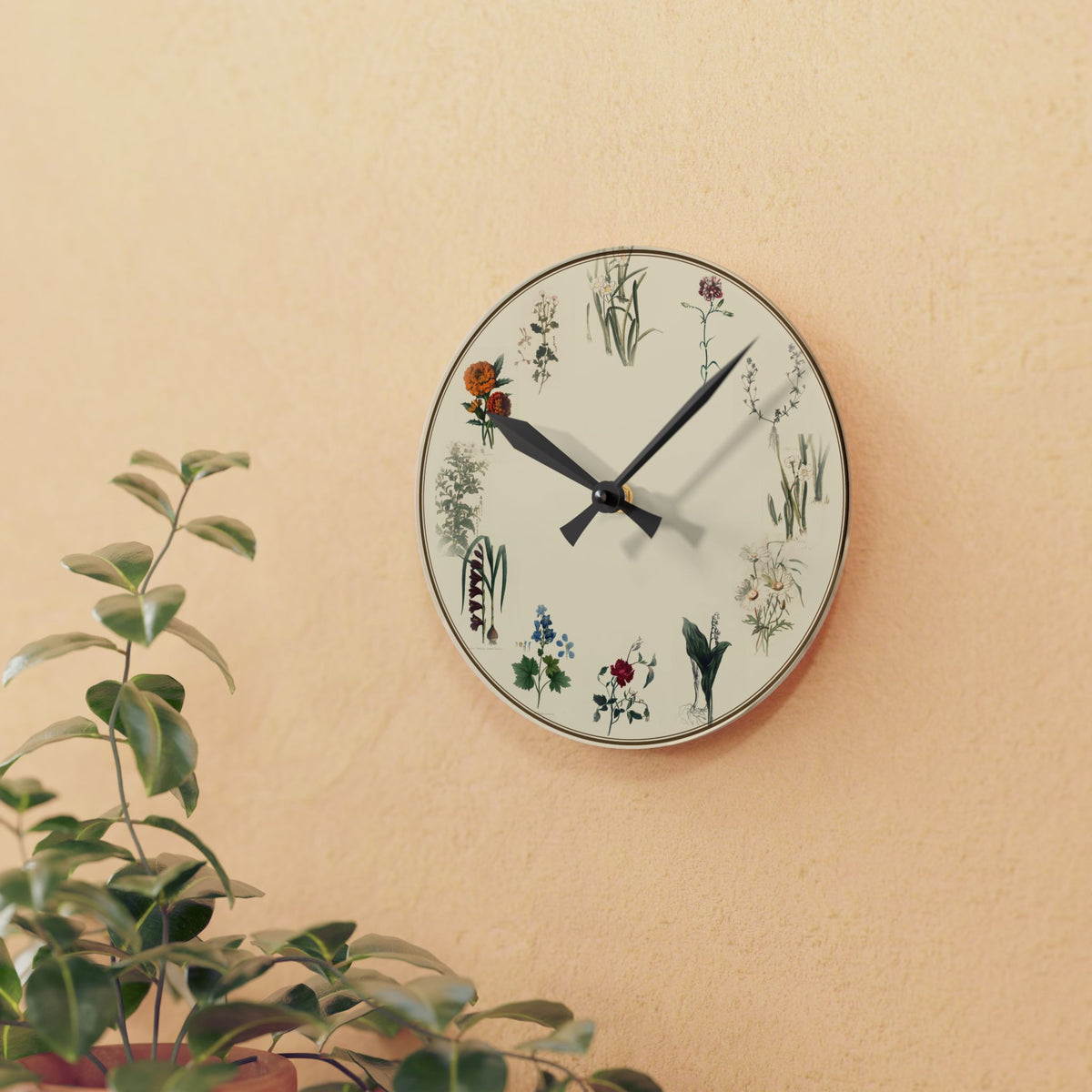 Birth Flower Botanical Wall Clock