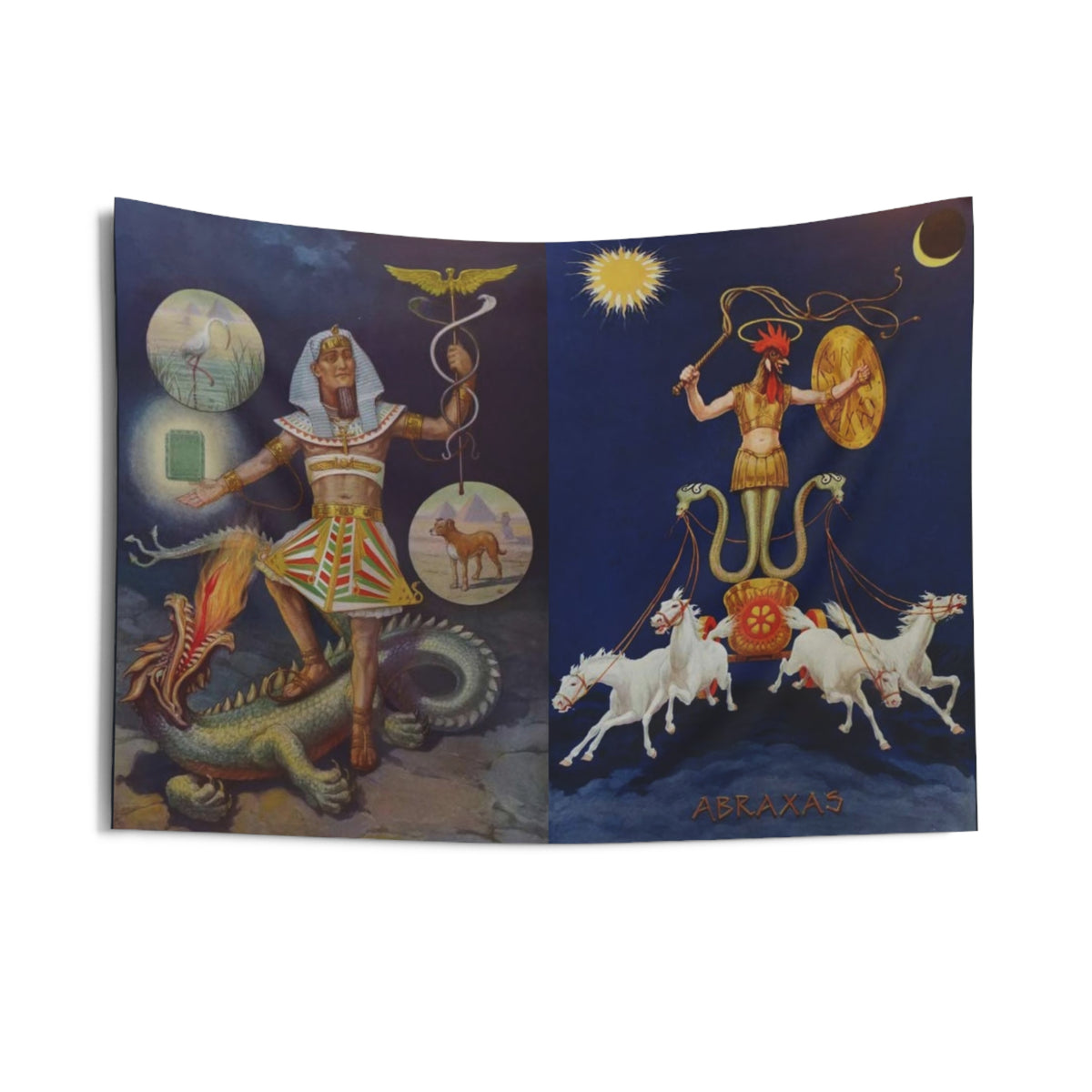 Hermes Trismegistus and Abraxas Wall Tapestry: Hermetic Diptych