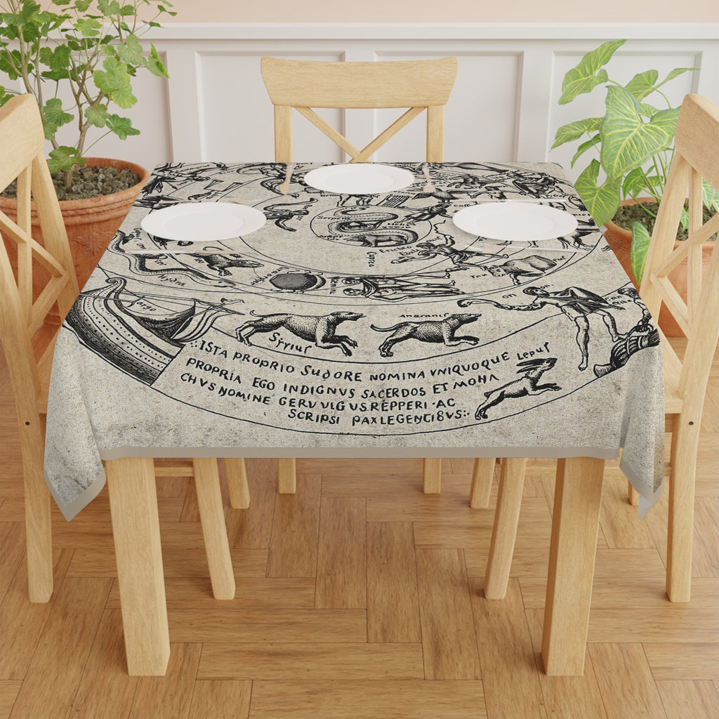 Antique Zodiac Etching Altar Cloth: Constellations as Figures and Beasts