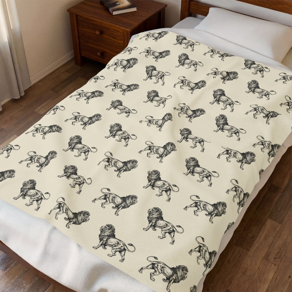 Lion Pattern Velveteen Plush Blanket