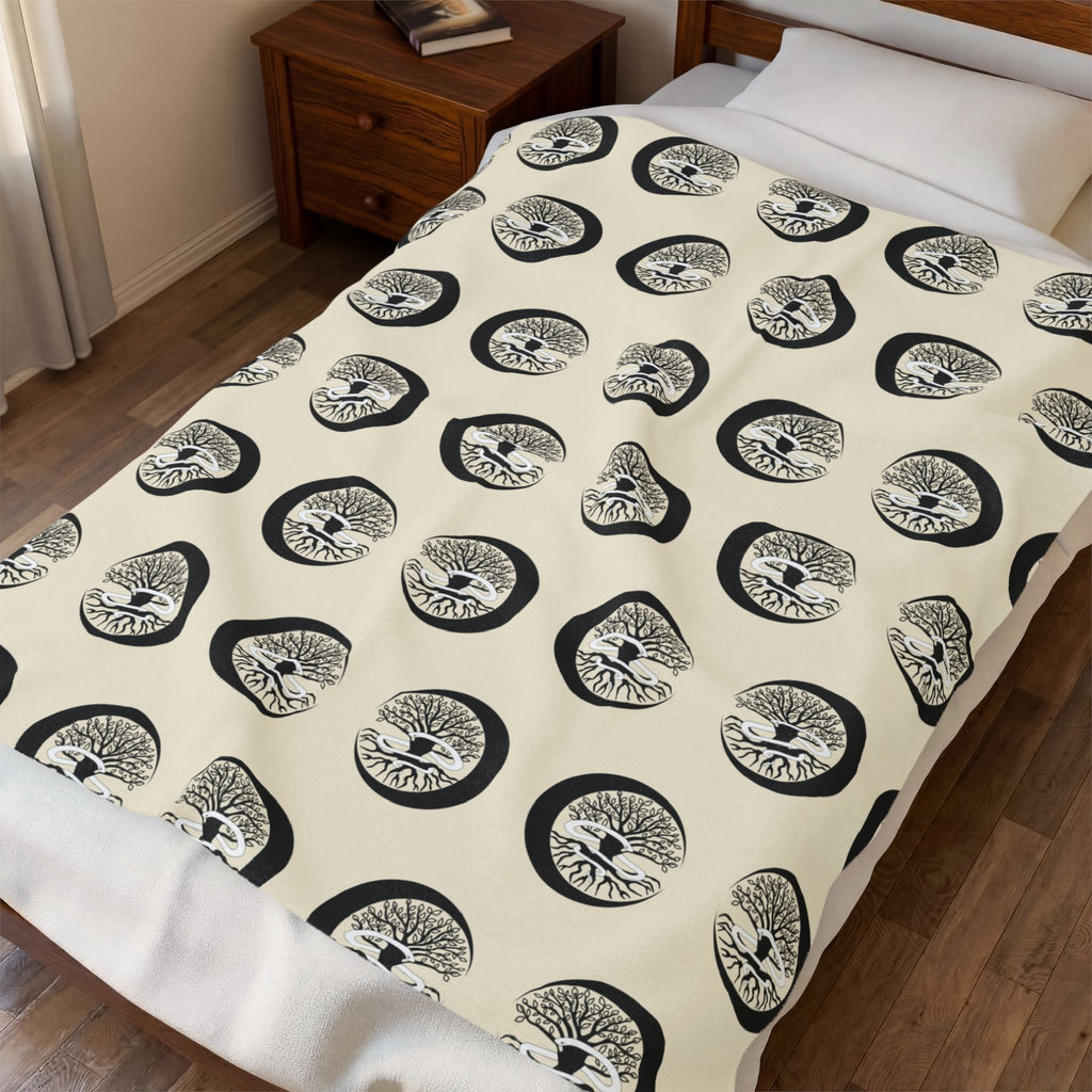 Tree of Life and Serpent Pattern Velveteen Plush Blanket