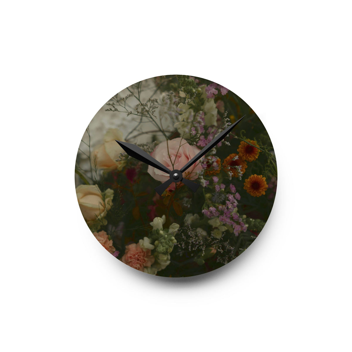 Moody Garden Bouquet Floral Wall Clock