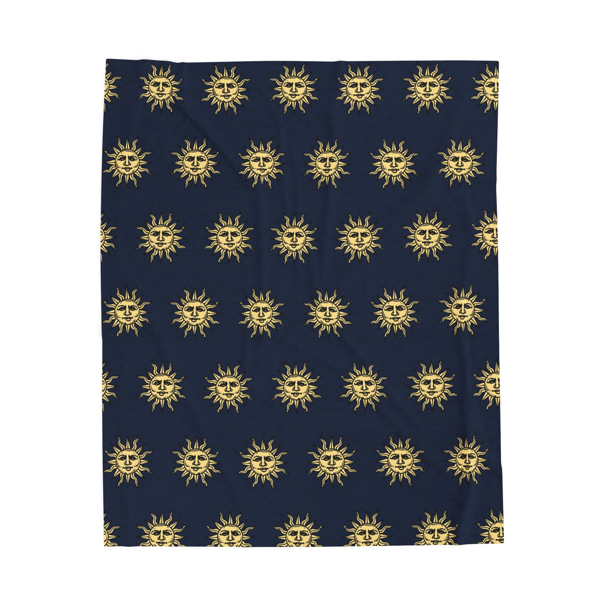 Woodcut Sun Face Pattern Velveteen Plush Blanket