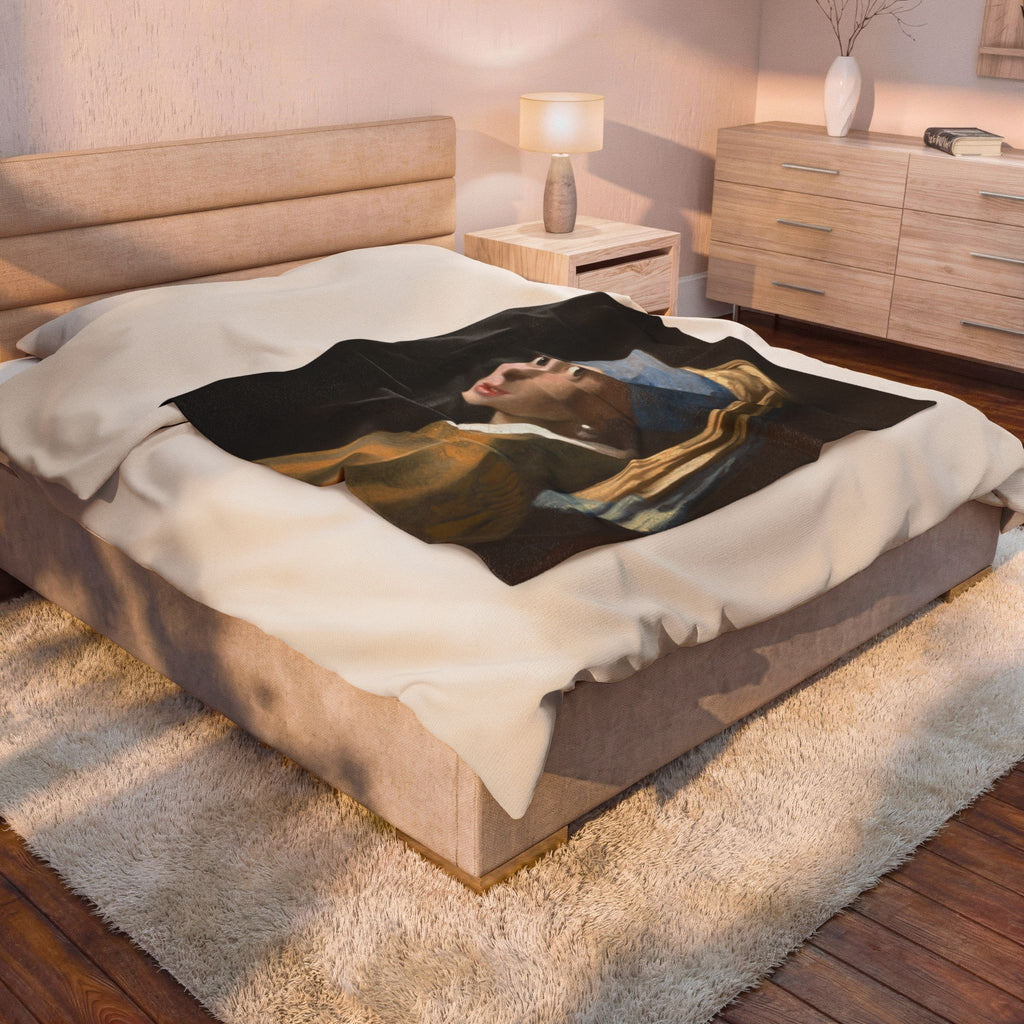 Girl with a Pearl Earring Velveteen Plush Blanket