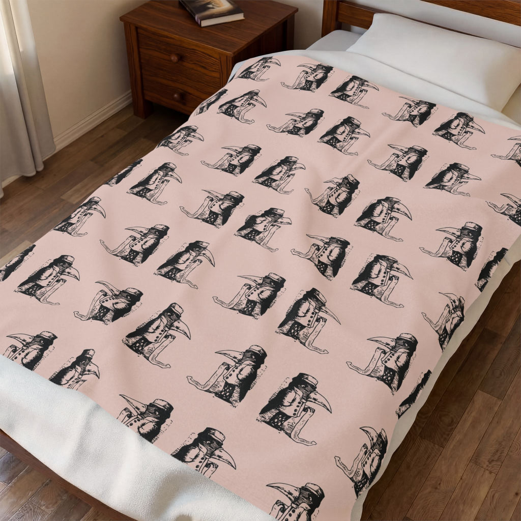 Sad Crow Pattern Velveteen Plush Blanket