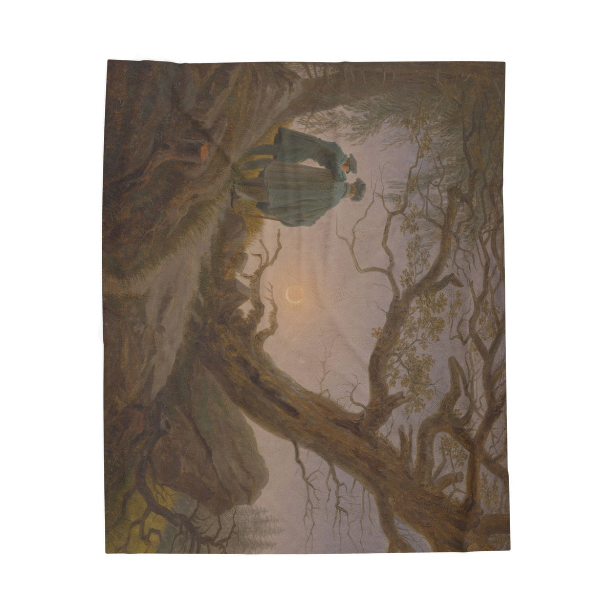 Two Men Contemplating the Moon Velveteen Plush Blanket