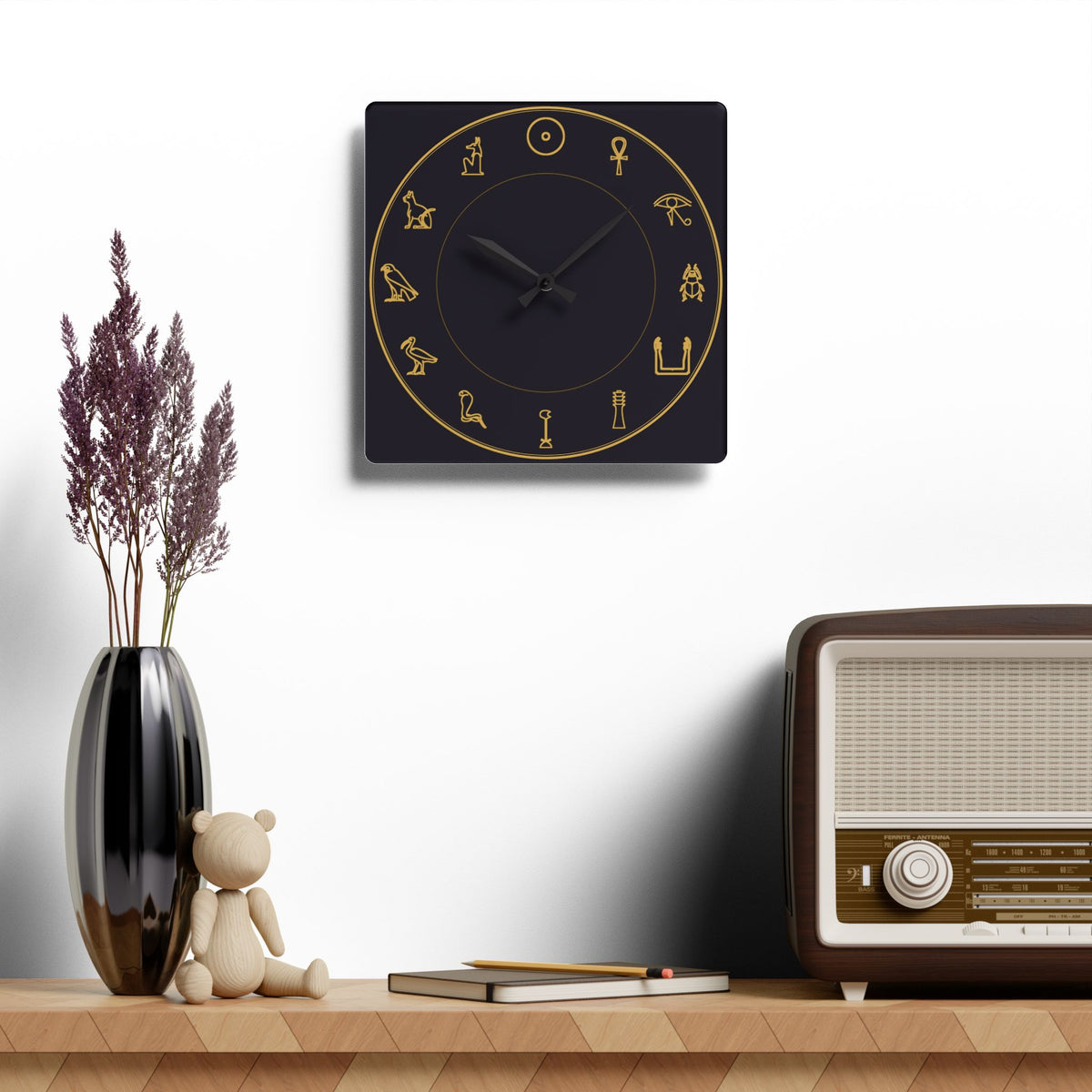 Egyptian Hieroglyphs Wall Clock