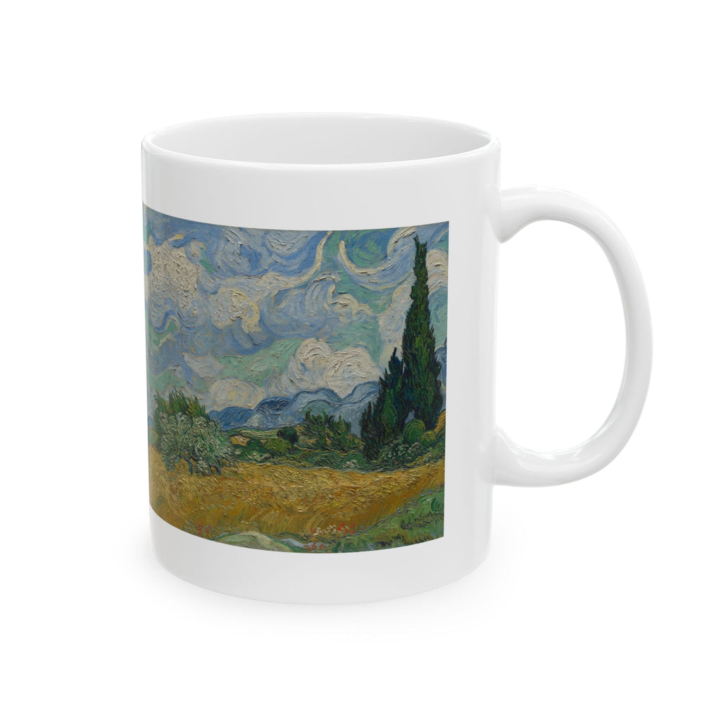 Wheat Field with Cypresses Mug