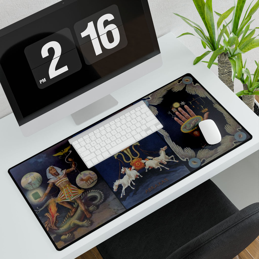 Hermes Trismegistus, Abraxas and Hand of the Mysteries Desk Mat: Knapp Triptych