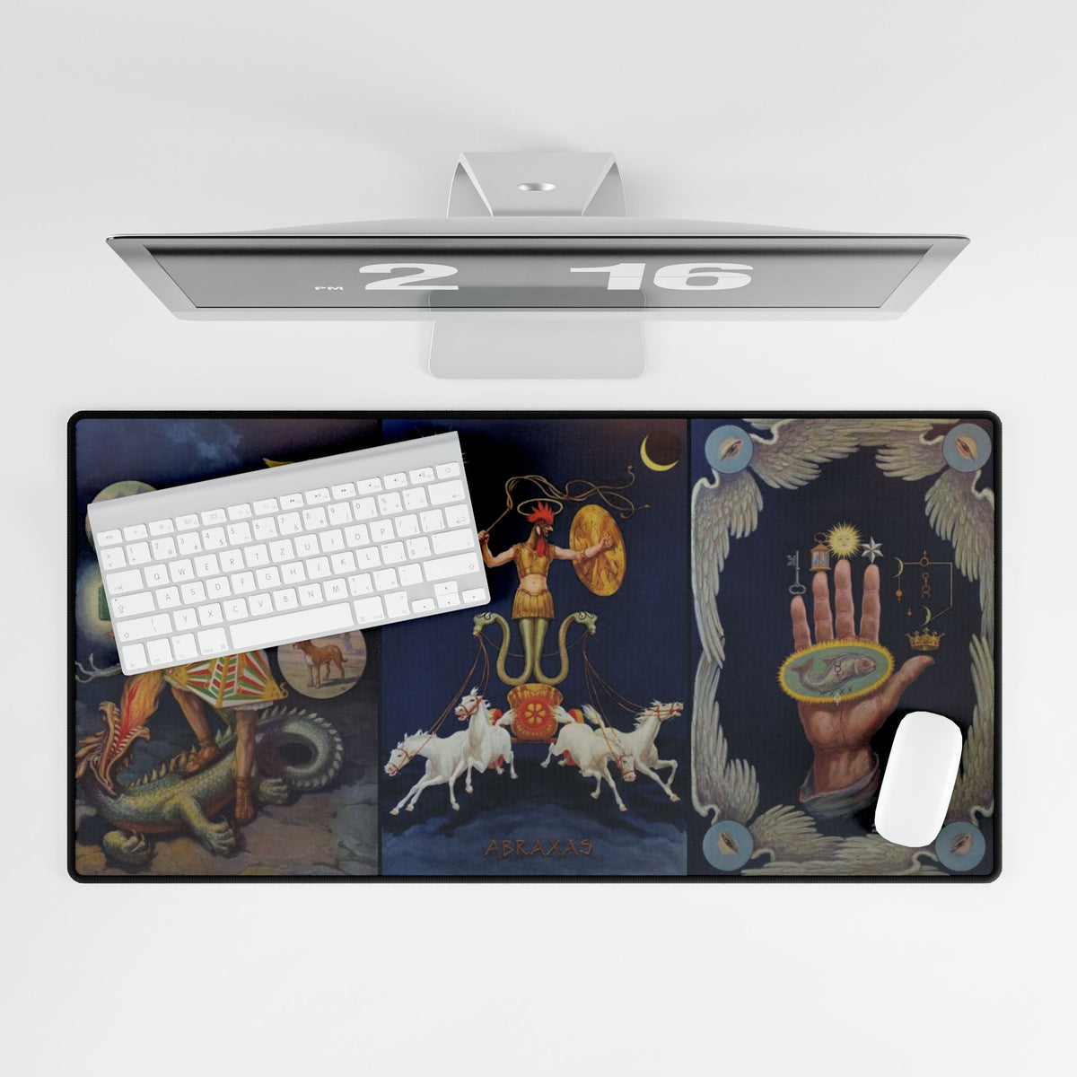 Hermes Trismegistus, Abraxas and Hand of the Mysteries Desk Mat: Knapp Triptych