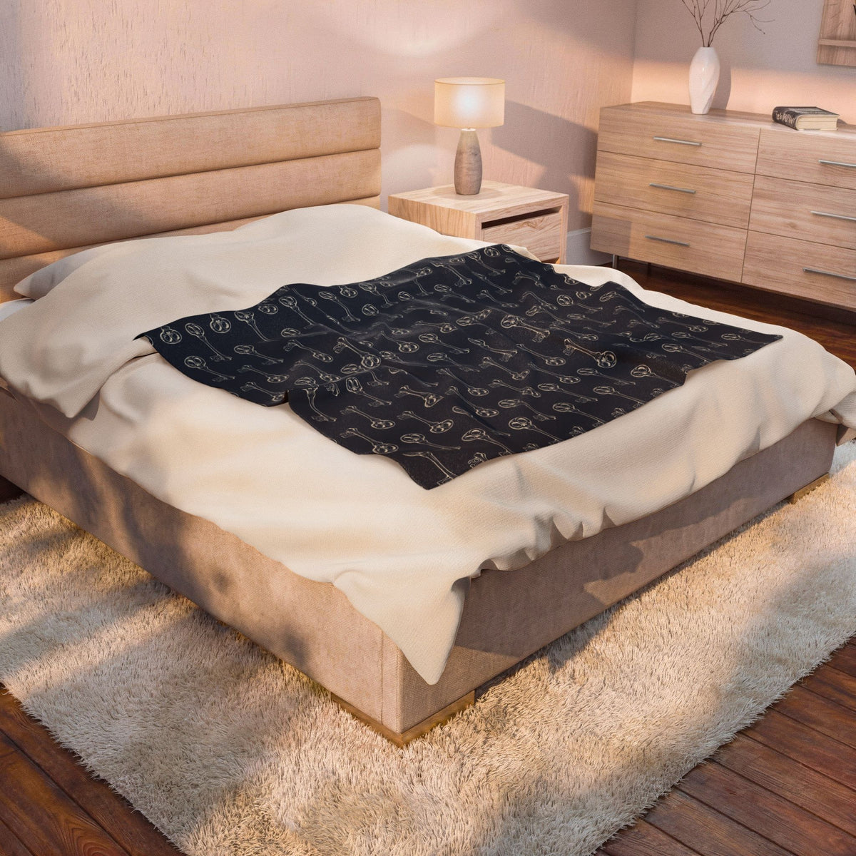 Skeleton Key Pattern Velveteen Plush Blanket