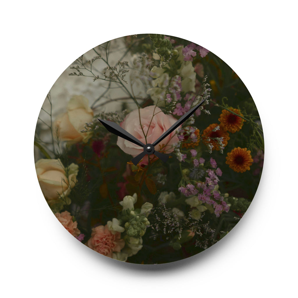 Moody Garden Bouquet Floral Wall Clock