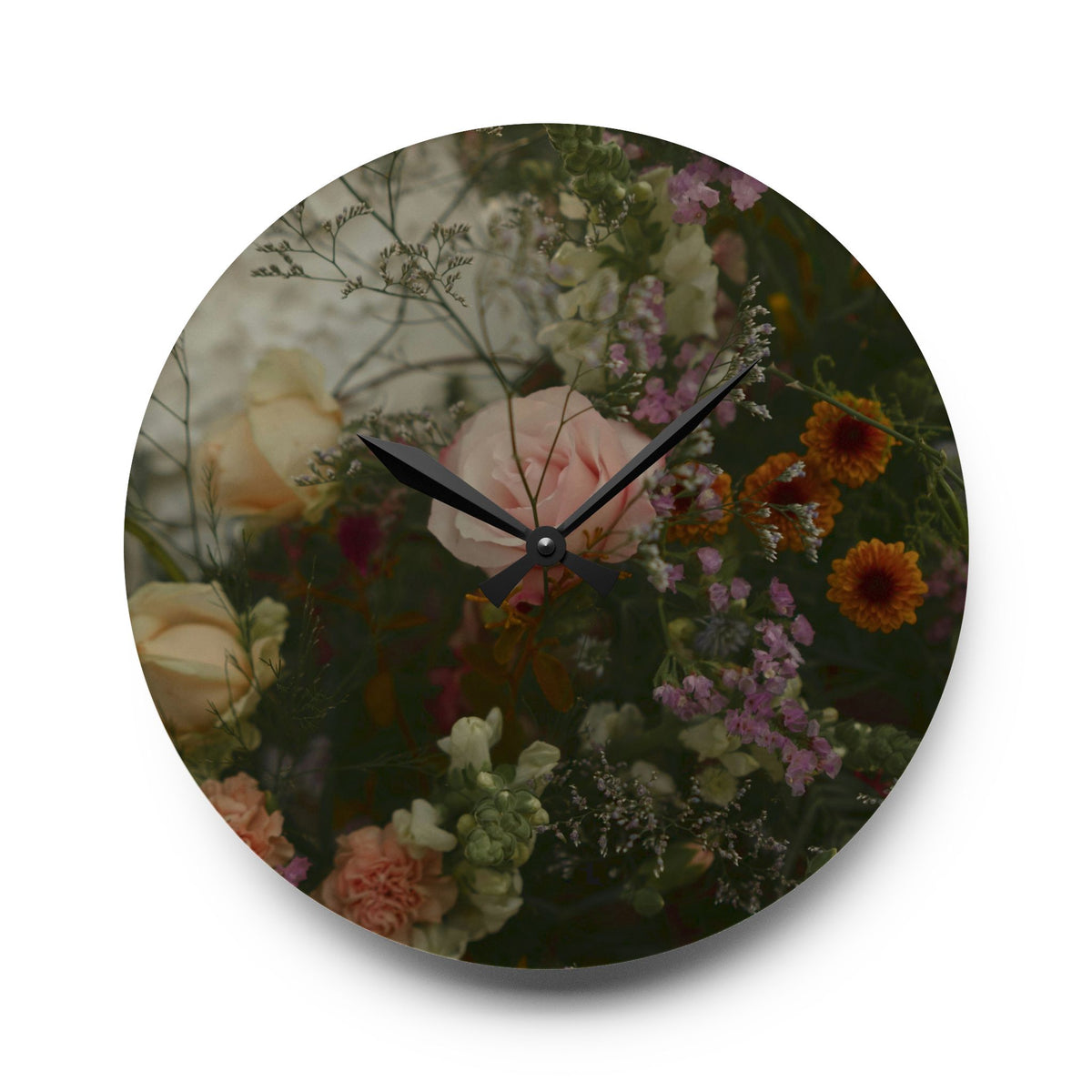 Moody Garden Bouquet Floral Wall Clock