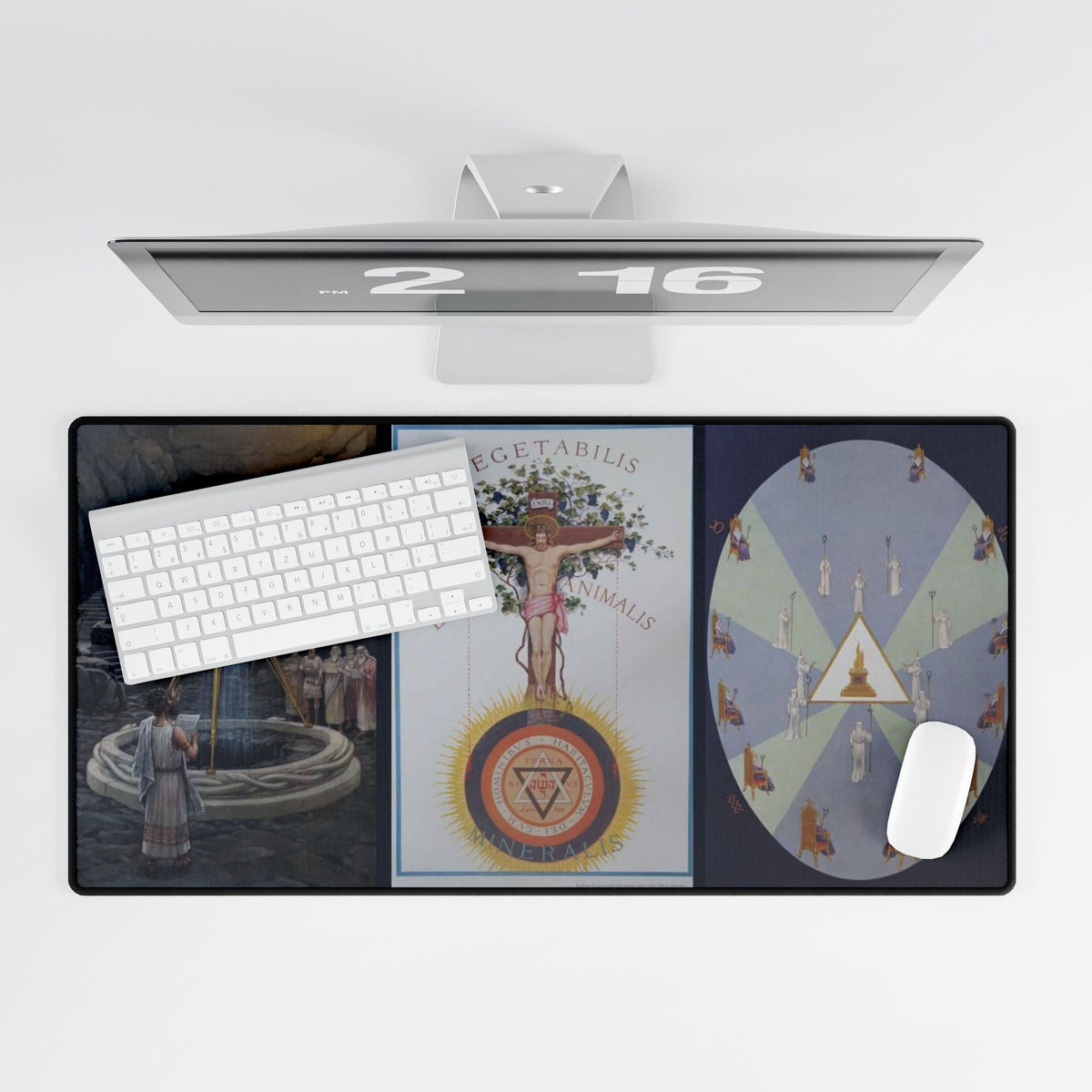 Oracle of Delphi, Rosicrucian Crucifix and Zodiacal Egg Desk Mat: Knapp Triptych