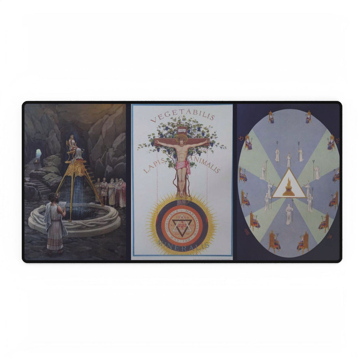 Oracle of Delphi, Rosicrucian Crucifix and Zodiacal Egg Desk Mat: Knapp Triptych