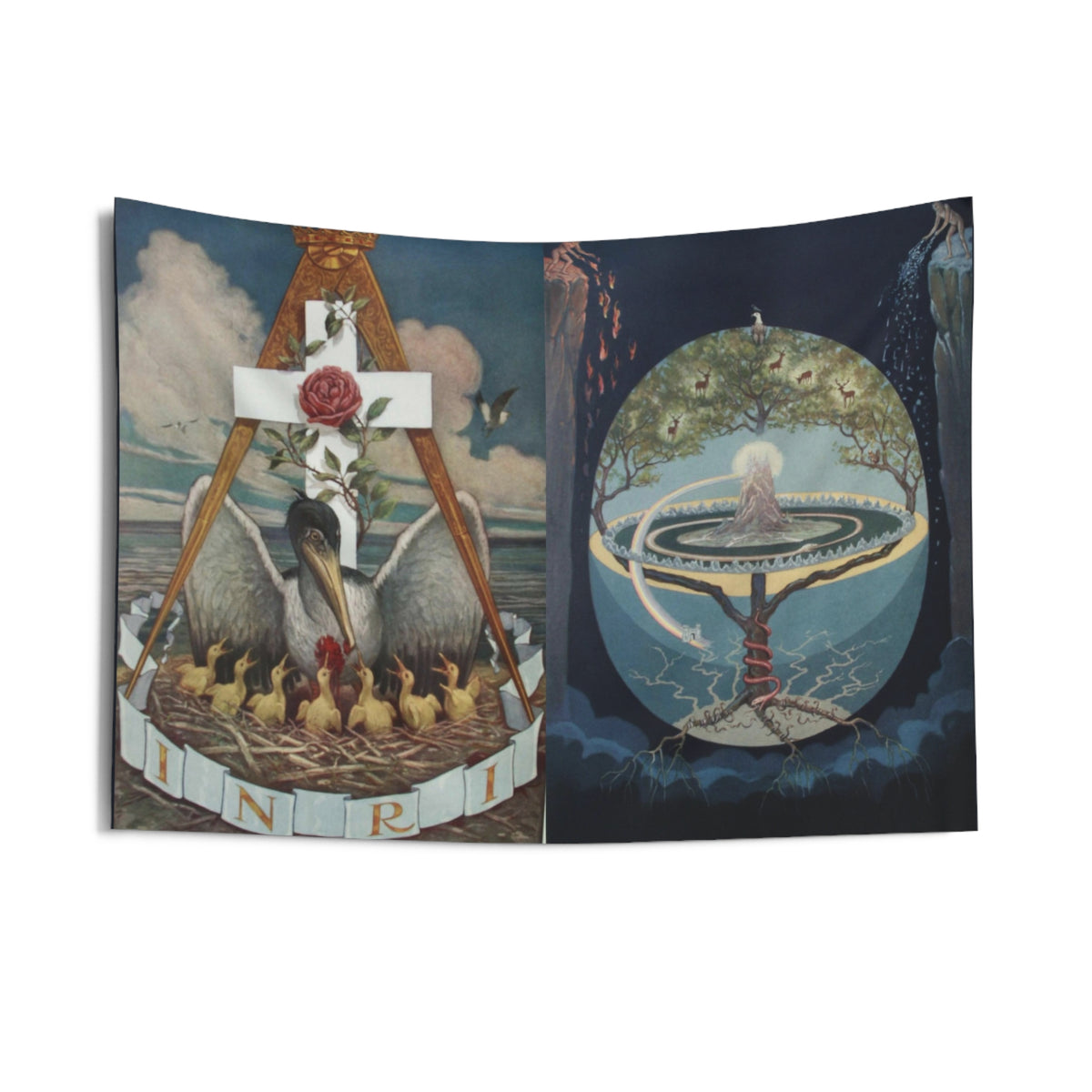 Rose Croix and Yggdrasil Wall Tapestry: Knapp Diptych