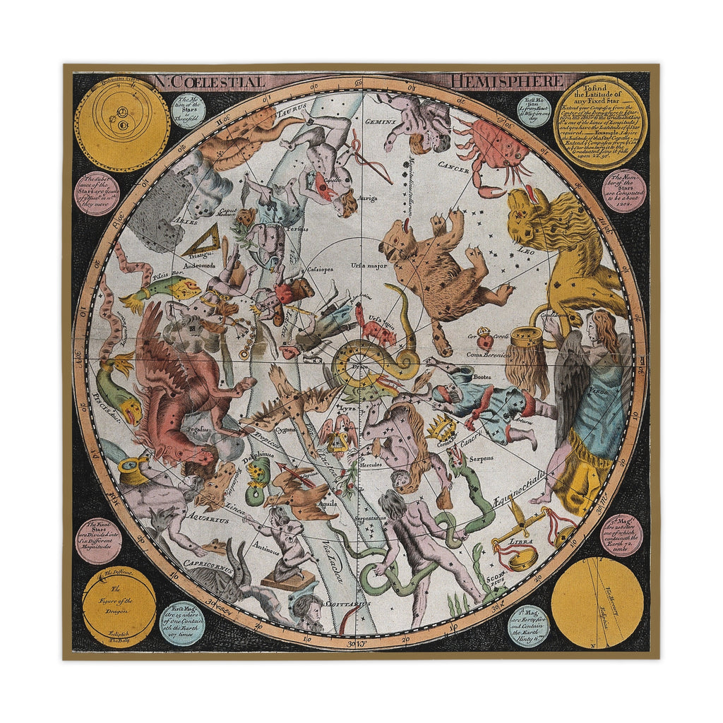 Northern Hemisphere Star Map Altar Cloth: Antique Constellation Engraving