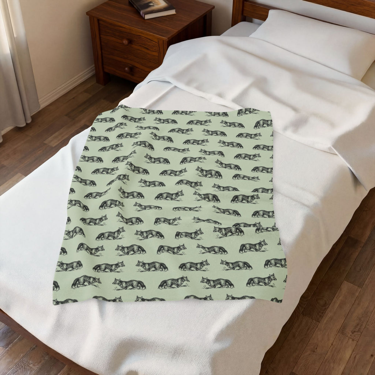 Fox Pattern Velveteen Plush Blanket