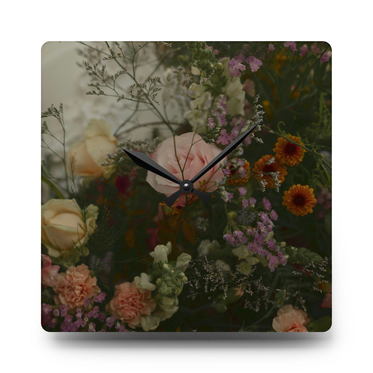 Moody Garden Bouquet Floral Wall Clock