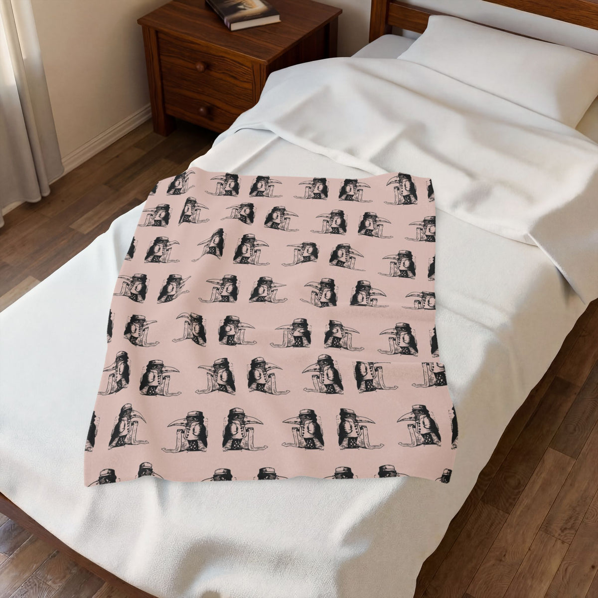 Sad Crow Pattern Velveteen Plush Blanket