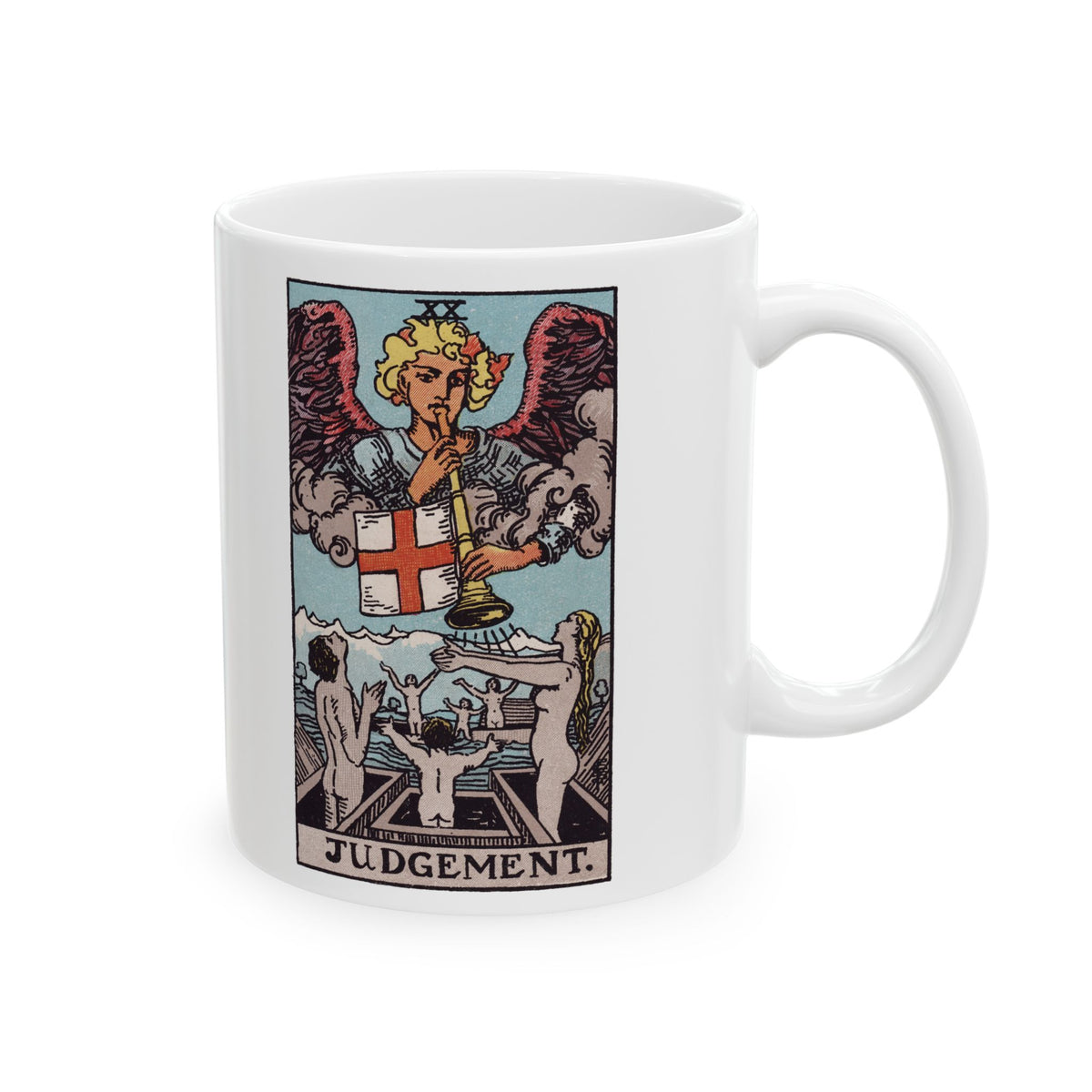 Judgement tarot card mug, Rider-Waite-Smith design, ceramic 11oz/15oz, view 1