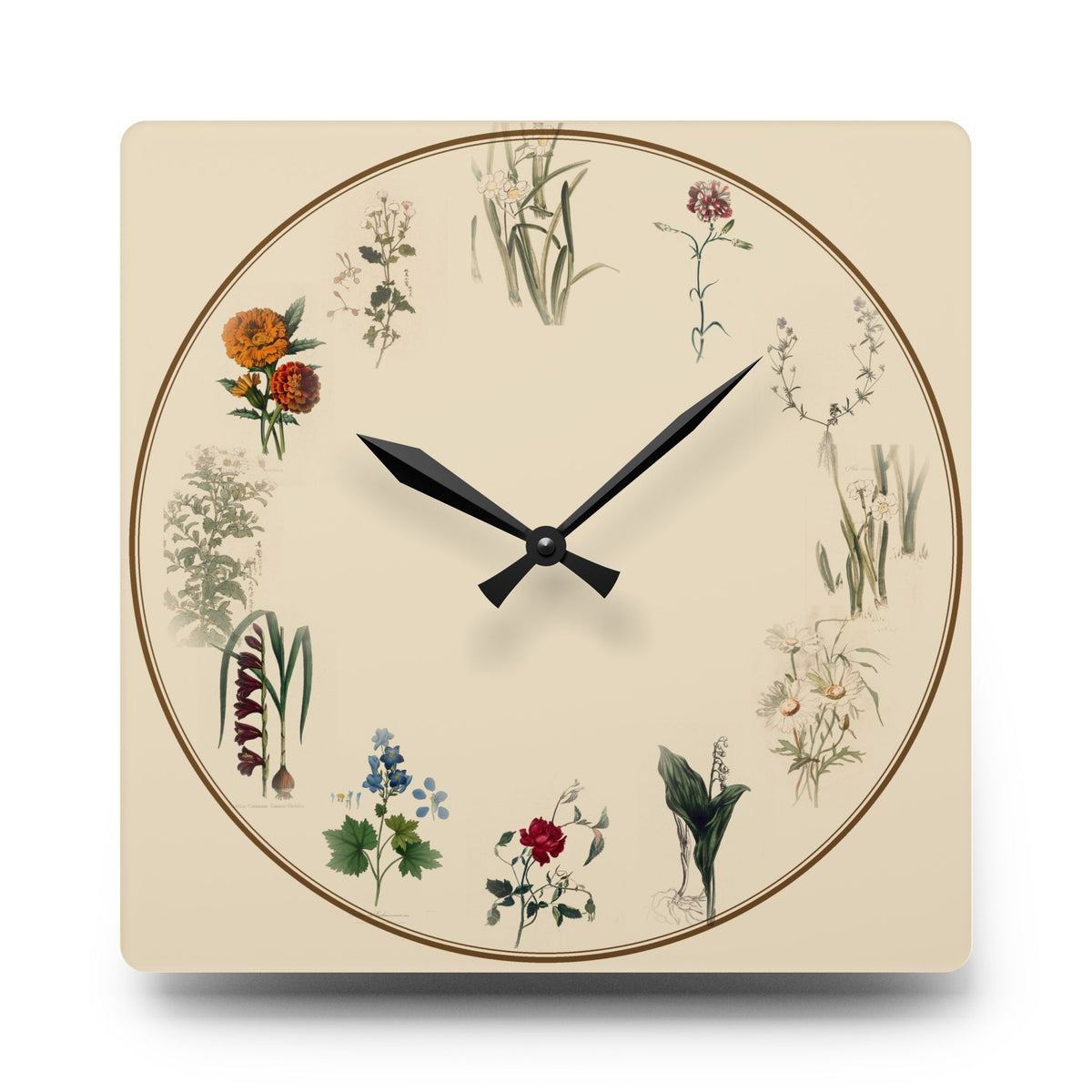 Birth Flower Botanical Wall Clock