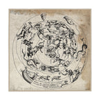 Antique Zodiac Etching Altar Cloth: Constellations as Figures and Beasts