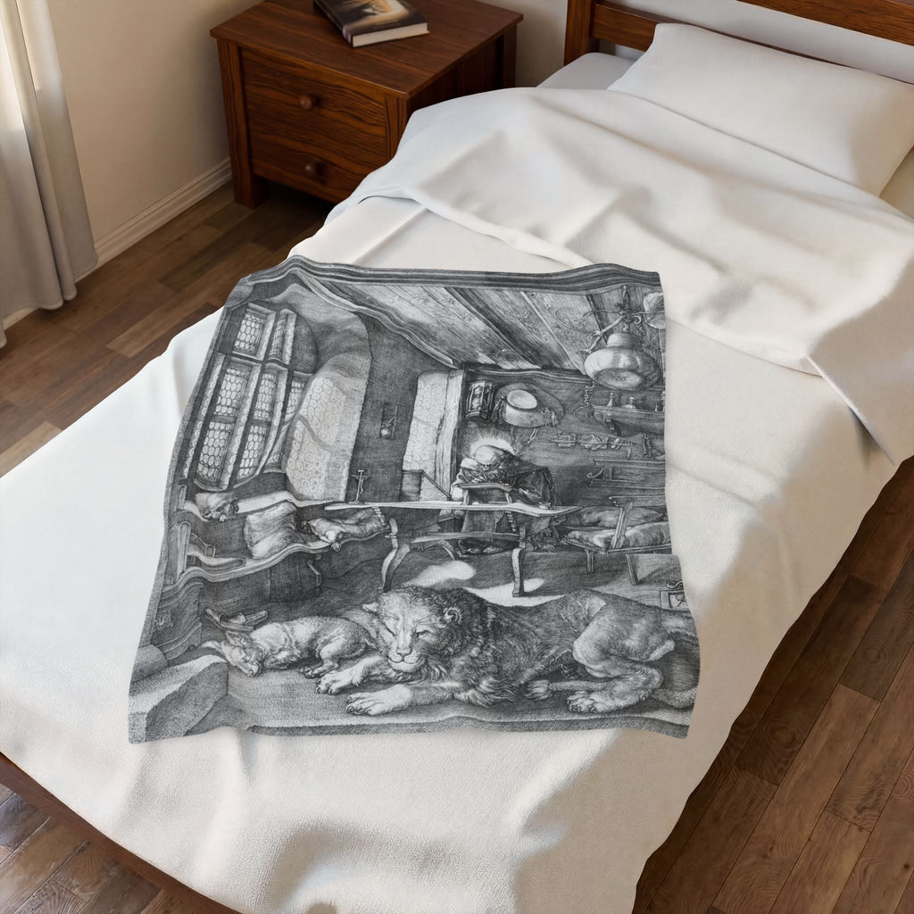 Saint Jerome in His Study Velveteen Plush Blanket