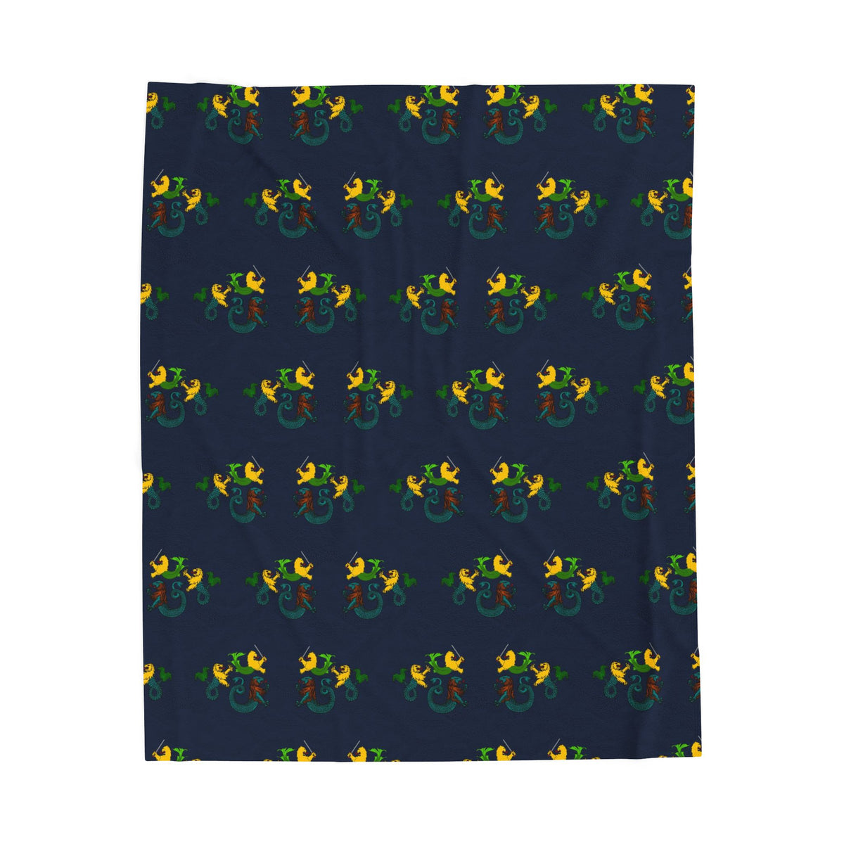 Heraldic Merlion Pattern Velveteen Plush Blanket