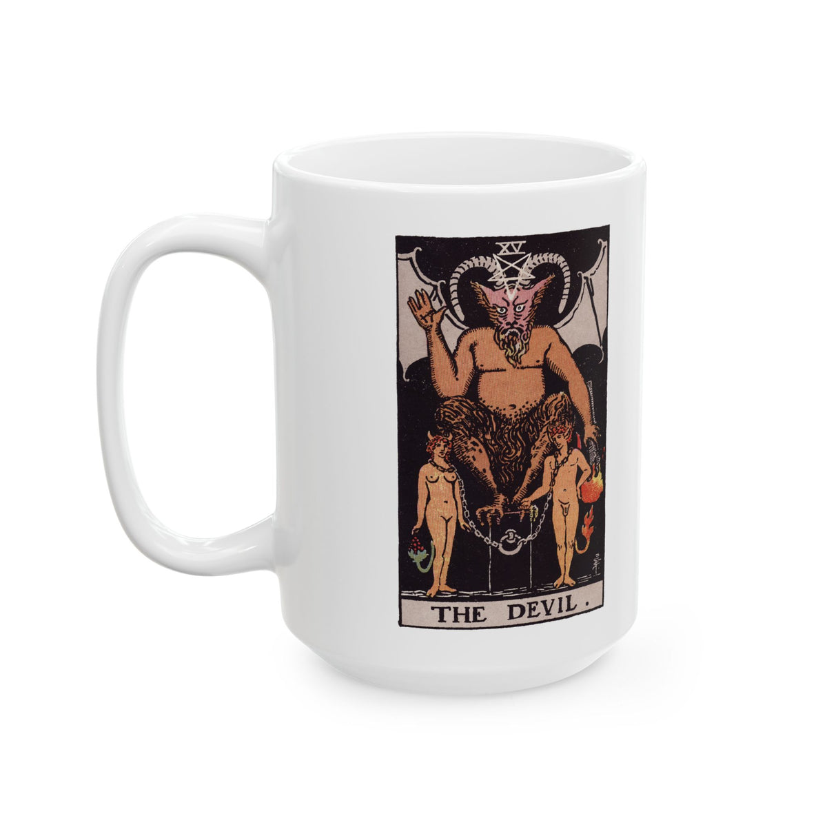 The Devil tarot card mug, Rider-Waite-Smith design, ceramic 11oz/15oz, view 4