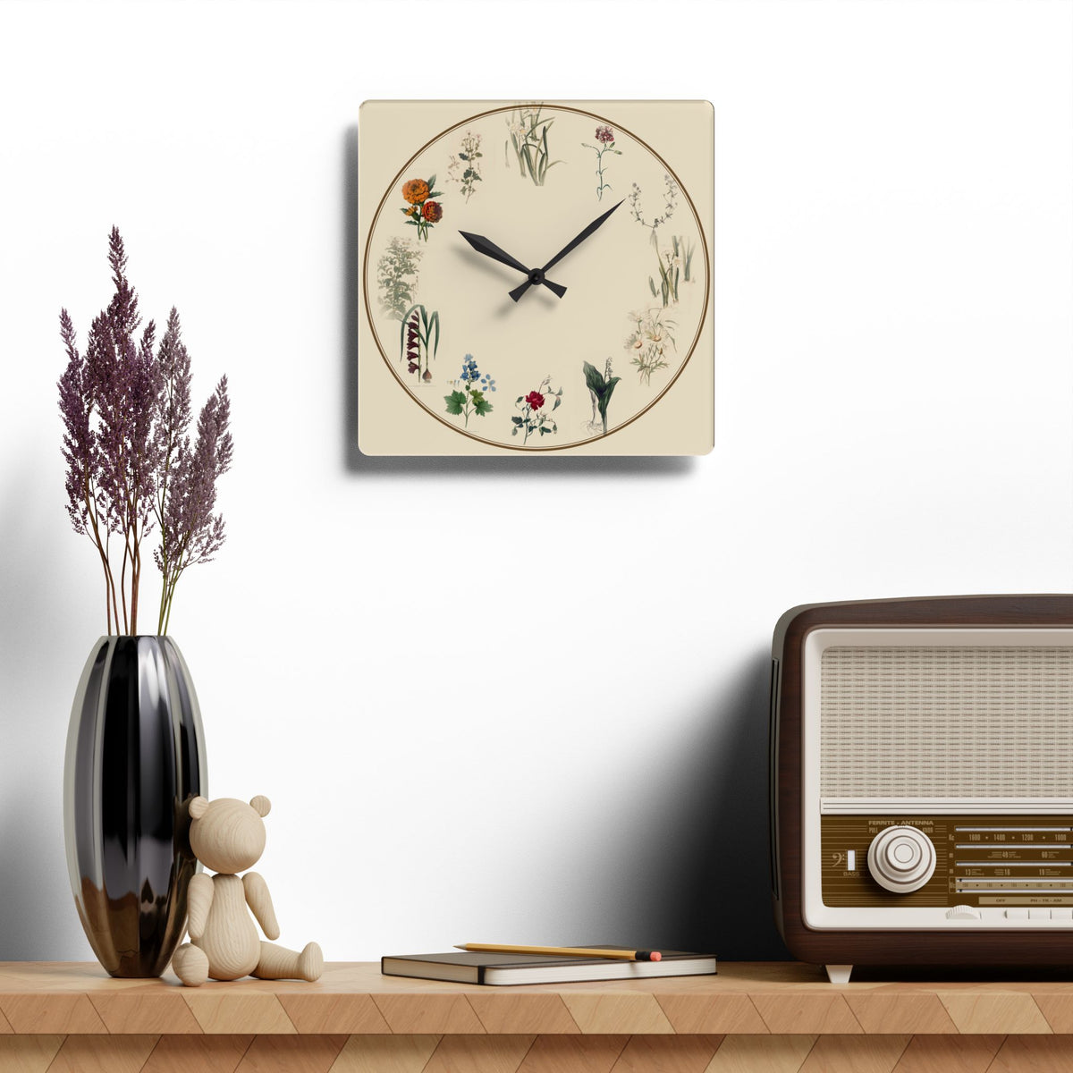 Birth Flower Botanical Wall Clock
