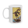 The Fool tarot card mug, Rider-Waite-Smith design, ceramic 11oz/15oz, view 2